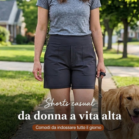 Pantaloncini Bermuda sportivi a vita alta da donna con tasche – Per corsa, yoga, abbigliamento casual estivo (Spedizione gratuita con acquisto di 2)